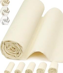 FIVEIZERO 100% Cotton Muslin Fabric by The Yard,63inch x 1Yards Unbleached Natural Cotton Material–Medium Weight Beige Calico Fabric for Sewing,Quilting,Embroidery,Crafts & Apparel Projects