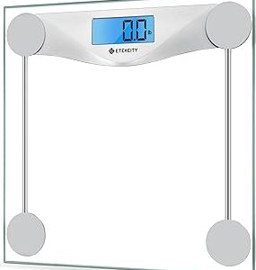 Etekcity Digital Body Weight Bathroom Scale, Large Blue LCD Backlight Display, High Precision Measurements,6mm Tempered Glass, 400 Pounds