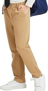 QBK Relaxed Fit Stretch School Uniform Pant Chino Pants for Toddler to Youth Boys and Girls