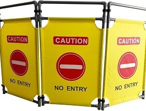 3 Panels 5.8FT Foldable Safety Barricade Security Sign Barrier Heavy Duty PVC Frame NO ENTRY Caution