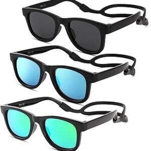 COASION Bendable Flexible Polarized Newborn Baby Sunglasses with Silicon Strap for Infant Boys Girls Age 0-12 Months CA9042