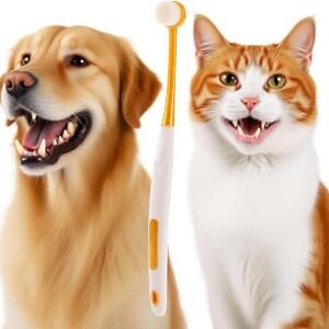 RYUNOSUKE Professional Pet Toothbrush for Small & Large Animals (Yellow)