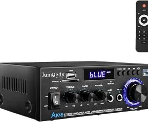 AK45 Pro Home Stereo Audio Receivers & Amplifier,800W 2 Channel Wireless Bluetooth 5.0 Power Amplifier System, FM Radio, USB, SD Card, with Remote Control Home Theater Audio Stereo System