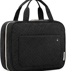 BAGSMART Large Toiletry Bag Travel Bag with Hanging Hook, Water-resistant Makeup Cosmetic Bag Travel Organizer for Accessories, Shampoo, Full Sized Container, Toiletries