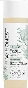 The Honest Company 2-in-1 Baby Shampoo & Body Wash, Fragrance-Free, Tear-Free, Hypoallergenic, Naturally Derived, Sensitive Skin, 10 fl oz