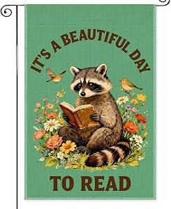 It's A Beautiful Day To Read Garden Flags for Outside, Spring Reading Garden Flag for Book Lover, Bookish Yard Flag for Family, Bookworm Yard Sign Lawn Porch Décor, Book Lover Outdoor Banner