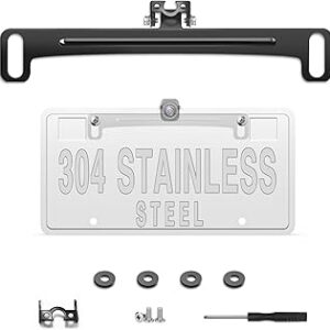 Pixelman Universal Car Rear View Camera License Plate Bracket, Upgraded Full Stainless Steel Backup Camera Mount, Dash Cam Mirror Accessory, Only Installation Holder