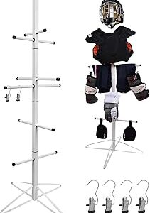 Hockey Gear Drying Rack Metal Hockey Drying Rack for Storing Adult and Child Sports Equipment 4 Additional Hanging Clips