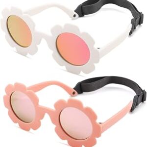 Hycredi Flexible Bendable Flower Baby Polarized Sunglasses with Strap for Newborn Infant Girls Age 0-24 Months
