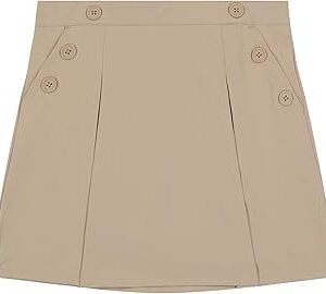 Nautica Girls' School Uniform Pull-on Scooter Skirt with Undershorts, Poplin Style with Button Pockets