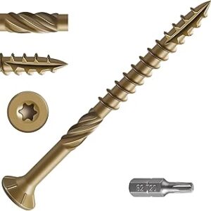 Wensilon #10 * 3 Deck Screws, (137pcs) 2 lbs.Exterior Wood Screws, Rust Resistant epoxy Coated, Bronze, T25 Star Bit