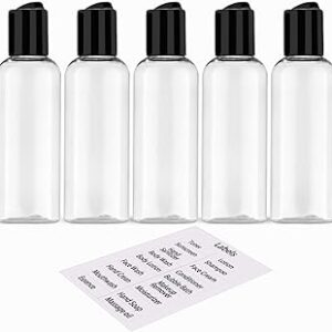 DNSEN 5 Pack 3.4 oz Travel Bottles for Toiletries TSA Approved Leakproof Plastic Empty Travel Size Bottles Containers with Labels