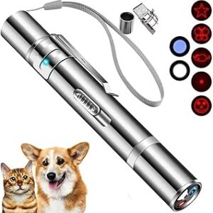 Laser Pointer, Cat Toys, Cat Laser Pointer with 3 Light Modes & 5 Fun Patterns,Portable Interactive Kitten Pet Bird Dog Cat Mouse Toy for Fun Chase Play Exercise