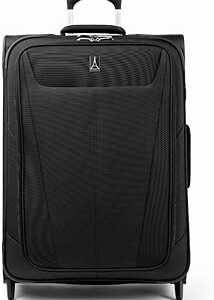 Travelpro Maxlite 5 Softside Expandable Upright 2 Wheel Checked Medium Luggage, Lightweight, 26-Inch — Black