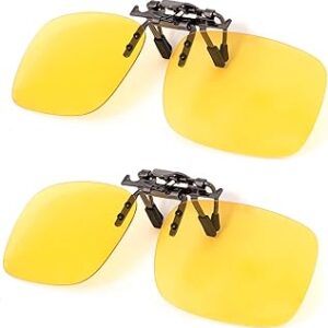 BLUE CUT Clip on Polarized Night vision Glasses Flip up Sunglasses UV-400 to Wear Over prescription Glasses for night driving