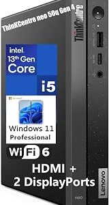Lenovo ThinKCentre neo 50q Gen 4 Tiny 1L Business Mini Desktop Computer, 13th Gen Intel 8-Core i5-13420H (Beat i7-1355U), 16GB DDR4 RAM, 512GB PCIe SSD, 2 DisplayPorts, WiFi 6, Win 11 Pro, Vent-Hear