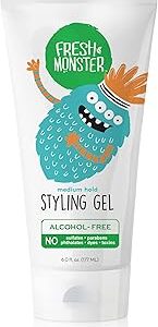 Fresh Monster Kids Hair Styling Gel, Medium Hold Alcohol-Free, Natural Hair Gel for Kids & Toddlers (6oz.)