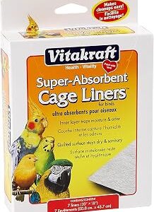 Vitakraft Cage Liners for Birds - For Parrot, Parakeet, Conure, and Cockatiel Cages White 20 X 18 7 Count, Premium Absorbent Liner