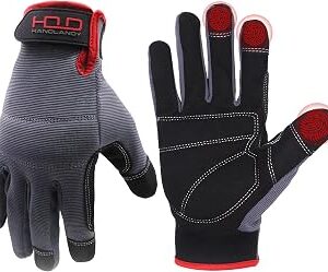 HANDLANDY Work Gloves for Men & Women, Utility Mechanic Working Gloves Touch Screen, Flexible Gardening Gloves for Yard