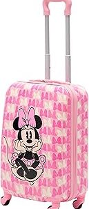FUL Disney Minnie Mouse Kids Suitcase for Girls | 21 Hardshell Carry On Kids Luggage | Pink-Bows | Rolling Suitcase with Spinner Wheels | Airline Approved