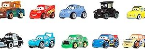 Mattel Disney Pixar Cars Toy Vehicles 10-Pack, Set of 10 Mini Racers of Favorite Characters from The First Cars Movie (Styles May Vary)