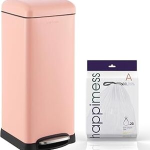 happimess HPM1007J Betty Retro 8-Gallon Step-Open Trash Can, Fingerprint Resistant, Modern, Minimalistic for Home, Kitchen, Laundry Room, Office, Bedroom, Bathroom, Flamingo Pink