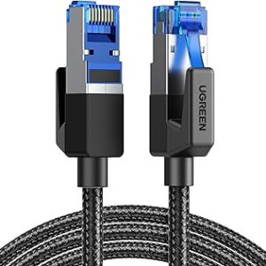 UGREEN Cat 8 Ethernet Cable 6FT, High Speed Braided 40Gbps 2000Mhz Network Cord Cat8 RJ45 Shielded Indoor Heavy Duty LAN Cables Compatible with Gaming PC PS5 PS4 PS3 Xbox Modem Router 6FT