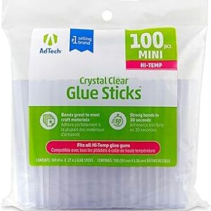 AdTech Hi-Temp Mini Hot Glue Sticks, Clear (100 Sticks) | Quick Bonding for Crafting & DIY Projects | Compatible with Mini Glue Guns | Non-Toxic