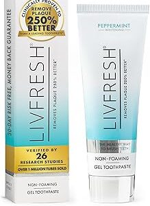 LIVFRESH Toothpaste Gel, Clinically Proven to Remove Plaque 250% Better, Improves Gum Health 190% Better, Prevents & Reduces Tartar, Peppermint