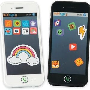 Kids Walkie Talkie Phones (2 Pack) – Rechargeable Two-Way Toy Voice Phones with One-Press Call, Customize with Fun Stickers, Clear Digital 2.4GHz Audio, Indoor & Backyard Play for Boys & Girls 4–10