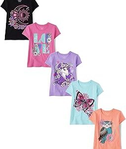 The Children's Place Girls' Trends Icons Short Sleeve Graphic T-shirts (5-Pack)