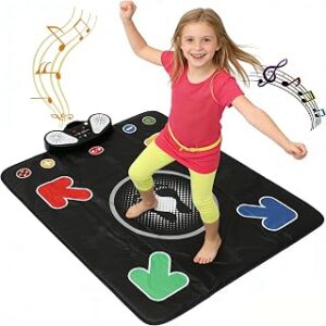 Dance Mat for Kids - Light-up Electronic Rhythm Step Play Mat, Music Game Pad Toy for Girls Boys 3-12, Challenge Playmat Gift Built-in Songs, MP3 External Play, 5 Levels, Adjustable Volume