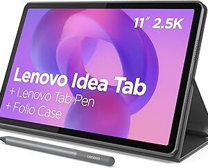 Lenovo Idea Tab - College Tablet - 11″ 2.5K IPS Touchscreen Display - 90Hz - MediaTek Dimensity 6300-8 GB Memory - 256 GB Storage - Integrated Arm Mali-G57 MC2 - Tab Pen and Folio Case