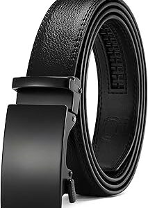 CHAOREN Ratchet Boys Belt, Kid Dress Belt with Click Buckle, Adjustable Leather Belt for School Uniform and Formal Pants