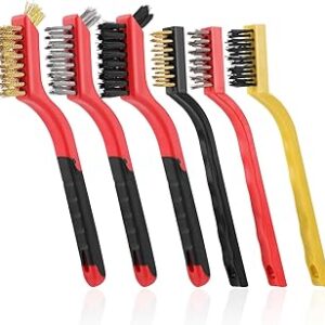 6 Pieces Wire Brushes Set, Small Metal Brass/Stainless Steel/Nylon Brushes for Cleaning Metal Rust Remover and Paint Removal