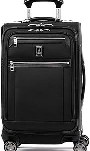Travelpro Platinum Elite Softside Expandable Carry on Luggage, 8 Wheel Spinner Suitcase, USB Port, Suiter, Men and Women, Shadow Black, Carry On 21-Inch
