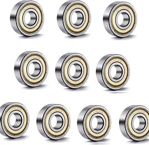 608 ZZ Ball Bearings(10PCS), 608ZZ Metal Double Shielded Miniature Deep Groove Skateboard Ball Bearings (8mm x 22mm x 7mm)