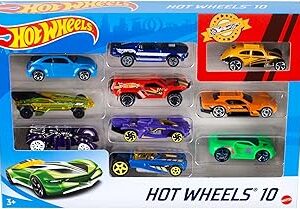 Hot Wheels Set of 10 1:64 Scale Toy Trucks and Cars for Kids and Collectors, Styles May Vary (Amazon Exclusive)