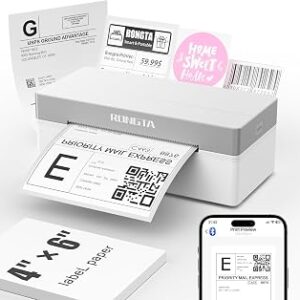 Rongta Shipping Thermal Label Printer, Bluetooth 4x6 Sticker Label Maker Wireless Shipping Label Printer for Package Small Business Compatible with Windows macOS Android iOS (White)