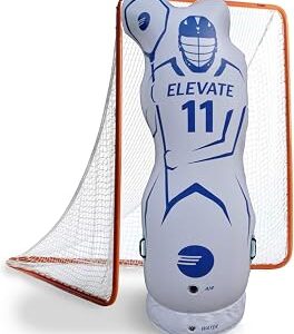 Elevate 11th Man Inflatable Lacrosse Goalie Shot Blocker and Dodging Dummy - Dodge and Shoot with This New Lacrosse Goal Target Training Aid w/Pump for Boys and Girls Lax Training Equipment