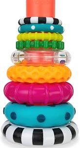 Sassy Stacks of Circles Stacking Ring STEM Learning Toy, Age 6+ Months, Multi, 9 Piece Set