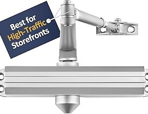 Lawrence Medium/Heavy Duty Door Closer Commercial Grade 1 - Surface-Mounted Commercial Automatic Door Closer with Adjustable 6-Speed Control and 3 Valves - Embassy Series LH5016