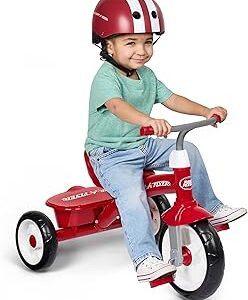 Radio Flyer Red Rider Trike, Ages 2.5-5, Adjustable Seat, Steel Construction, Quiet Ride Wheels, Storage Bin, Comfort Grip Handlebars, Tricycle for Toddlers, Amazon Exclusive