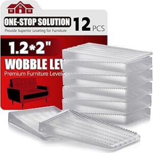 Flexible Plastic Shims 12pcs Kit Size Variety | Clear Leveling Kit for Home Improvement | Furniture Leg Stabilizers | Table & Toilet Shims - Trim-to-Fit Wedges | Stackable Design | Furniture Levelers