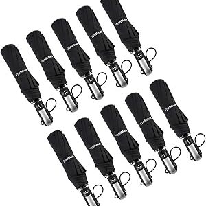 TradMall 10 Pack Bulk Umbrellas Travel Windproof Portable Compact Large Canopy Ergonomic Handle Auto Open & Close