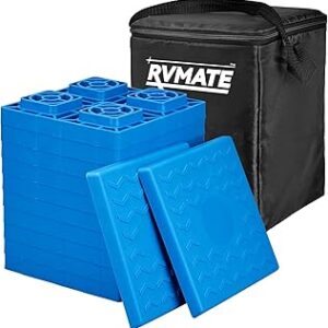 RVMATE 12 Pack RV Leveling Blocks, Heavy Duty Camper Leveling Blocks, Levelers for RVs, Reduce Trailer Movement, Trailer Leveling Blocks，RV Leveling System Great for Single and Dual Wheels
