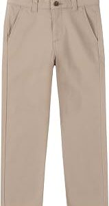 Izod Boys' School Uniform Twill Pants, Flat Front & Comfortable Waistband with 5 Pockets