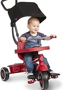 Radio Flyer 4-in-1 Stroll 'N Trike, Ages 1-5, Toddler Tricycle & Stroller, Foam Tires, Push Handle, UV Canopy, Removable Tray & Seatbelt, Amazon Exclusive