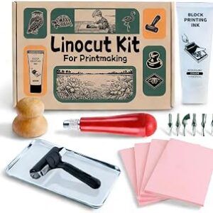 Linocut Kit for Printmaking,Linoleum Blocks for Printmaking Supplies,Block Printing Stamp Making Kit,Linoleum Blocks Carving Tools,Arts and Crafts Gift for Adults,Women,Men,Boys,Girls