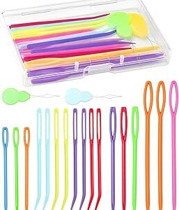 FIVEIZERO 19 Pcs Yarn Needles Set, Assorted Yarn Needles Bent Tapestry Needle Weaving Needle Darning Needles Plastic Needles Large Eye Blunt Knitting Needles for Sewing Crochet
